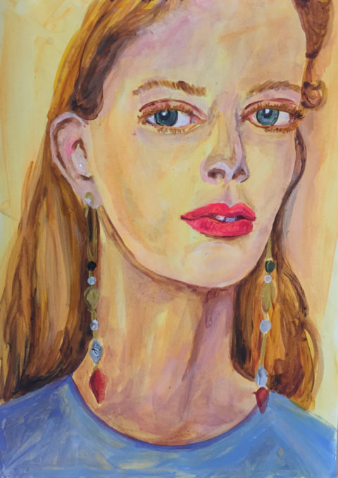 Portraits The gaze of a secret,  29 x 42cm, Acrylic on paper, 2018